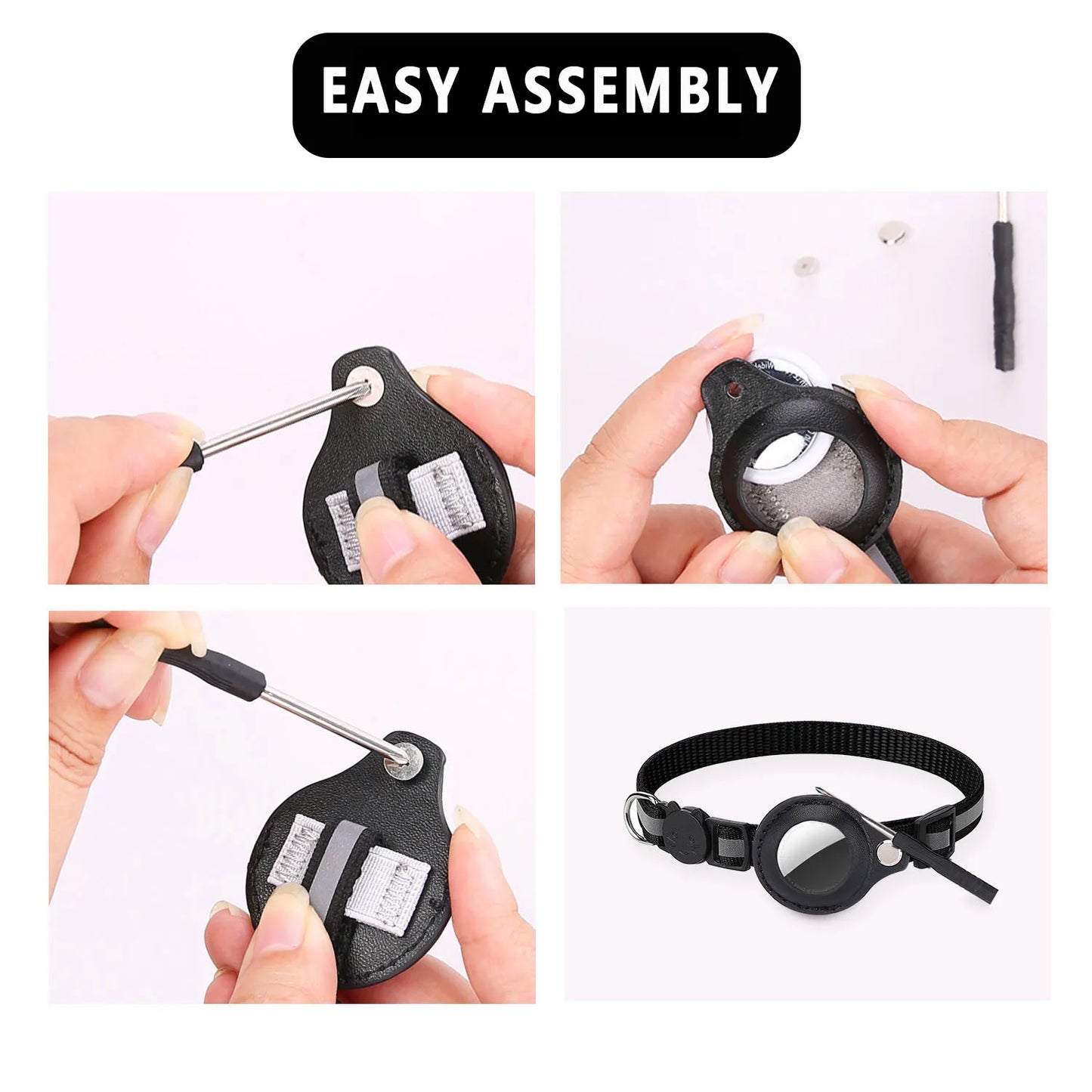Adjustable Cat AirTag Collar with Breakaway Buckle, Reflective Strips, Waterproof Holder & Bell