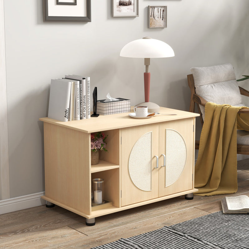 Cat Litter Box Enclosure with Sisal Scratching Doors & Adjustable Metal Feet
