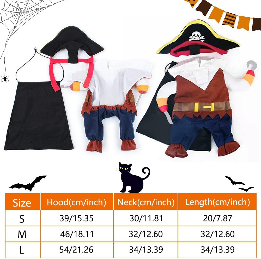 Adorable Caribbean Pirate Costume for Cats - Fun Halloween & Christmas Outfit with Hat!
