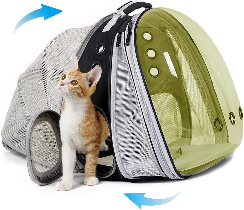 Expandable Polarized Cat Backpack Carrier - Fits Up to 20 lbs, Perfect for Hiking & Travel