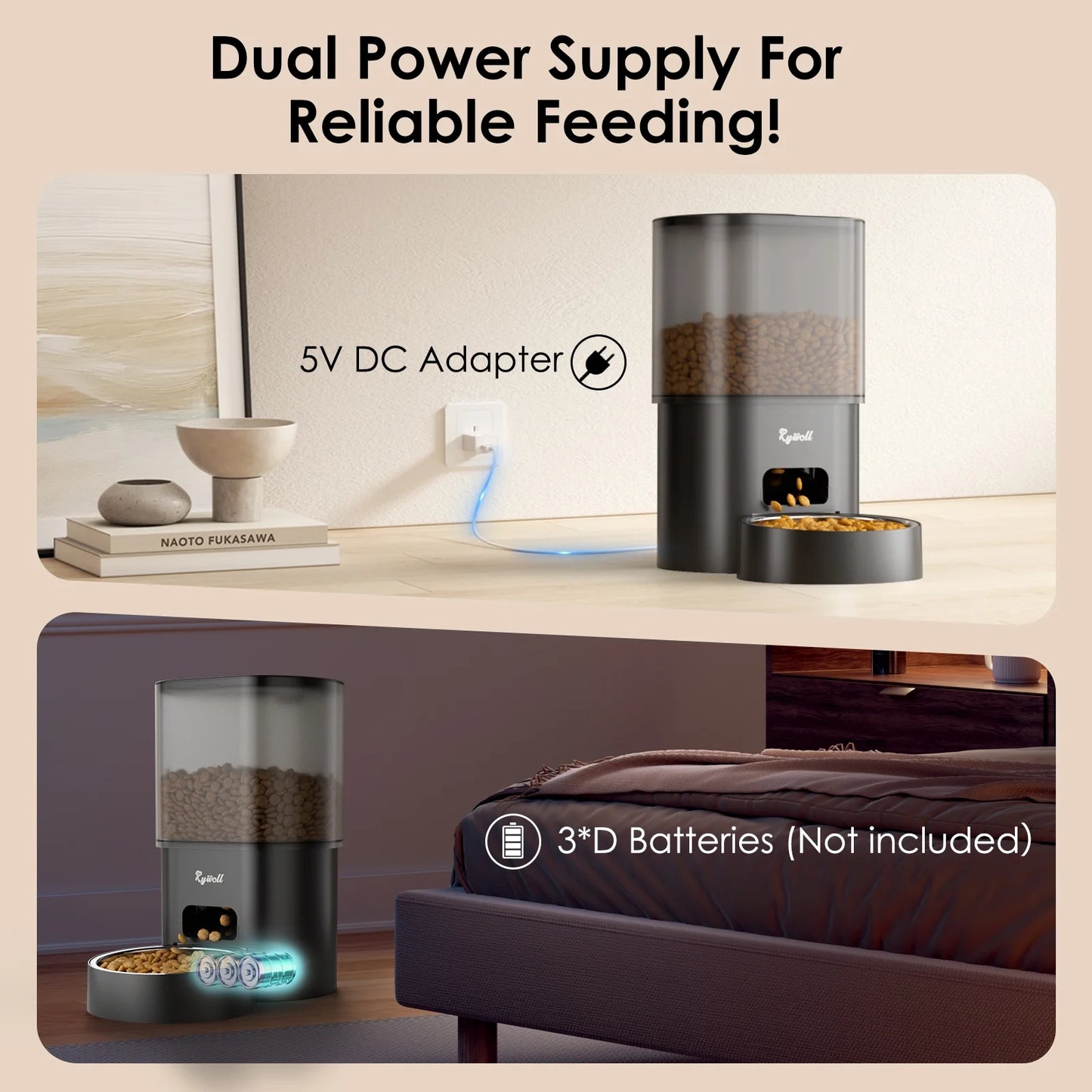 Rywell Automatic Cat Feeder with Water Dispenser – 2-in-1 Smart Feeding System