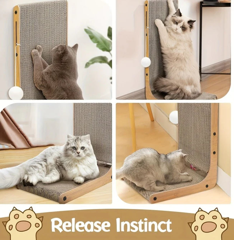 23.6" L-Shaped Cat Scratching Post with Ball Toy