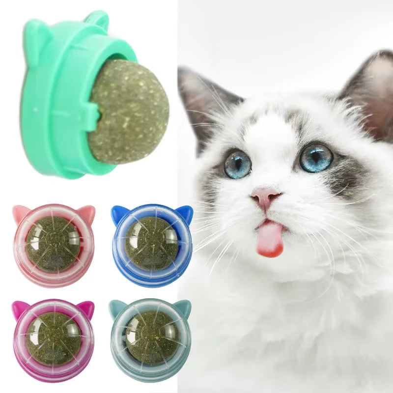 Natural Catnip Rotatable Wall Ball Toy
