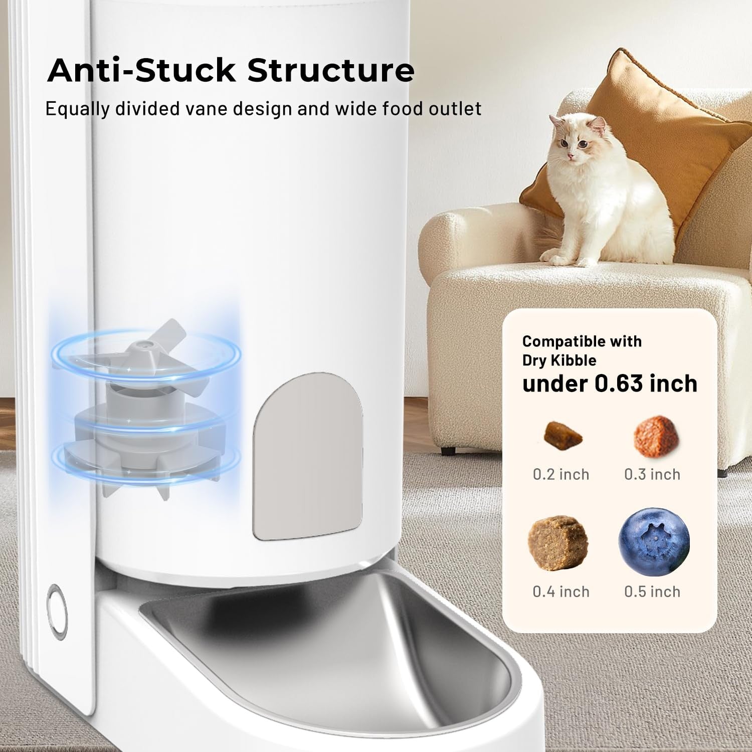 Automatic Cat Feeder - 2.4G WiFi Enabled, 3.7L Timed Pet Food Dispenser