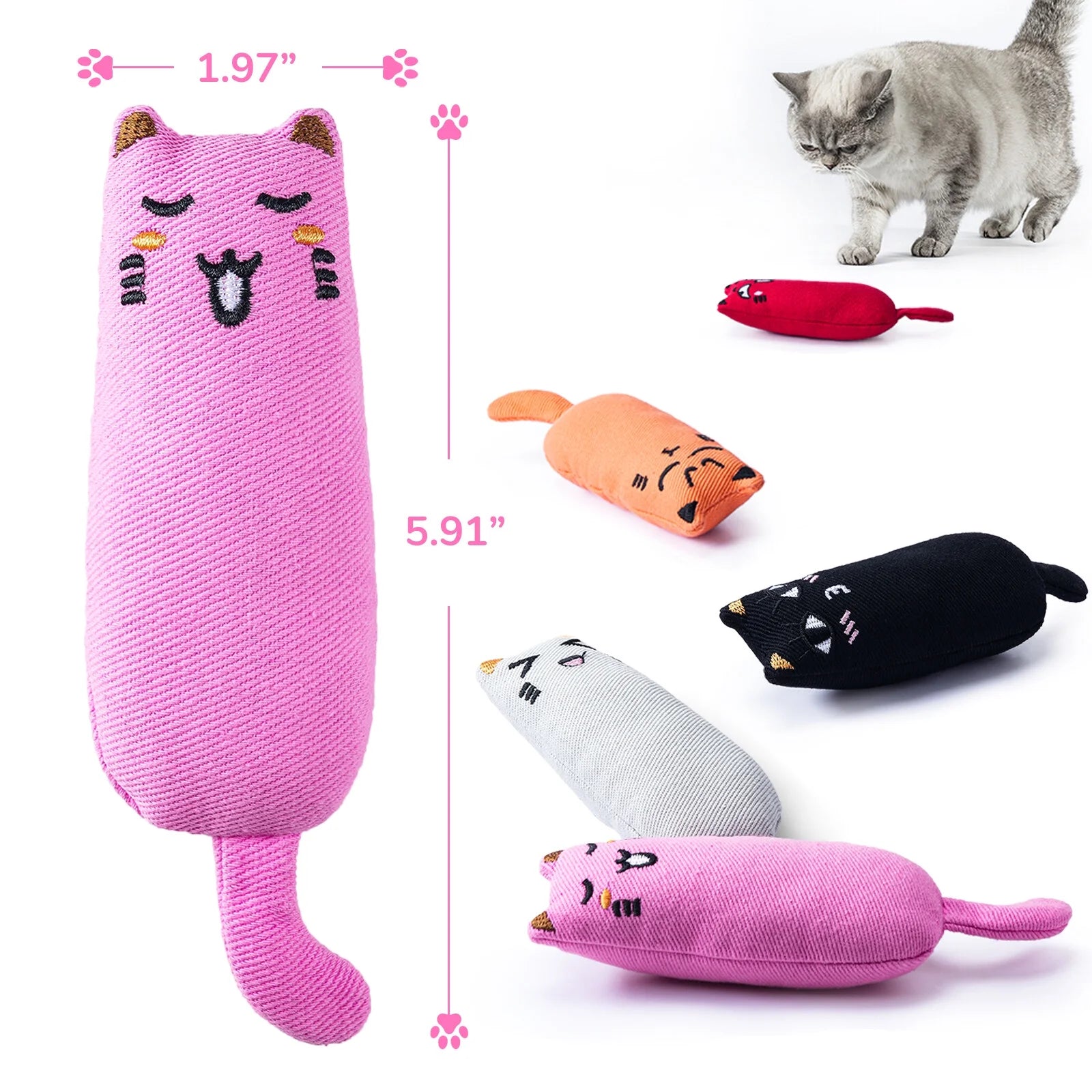 5PCS Christmas Catnip Chew Toy Set – Durable Bite-Resistant Cotton Linen