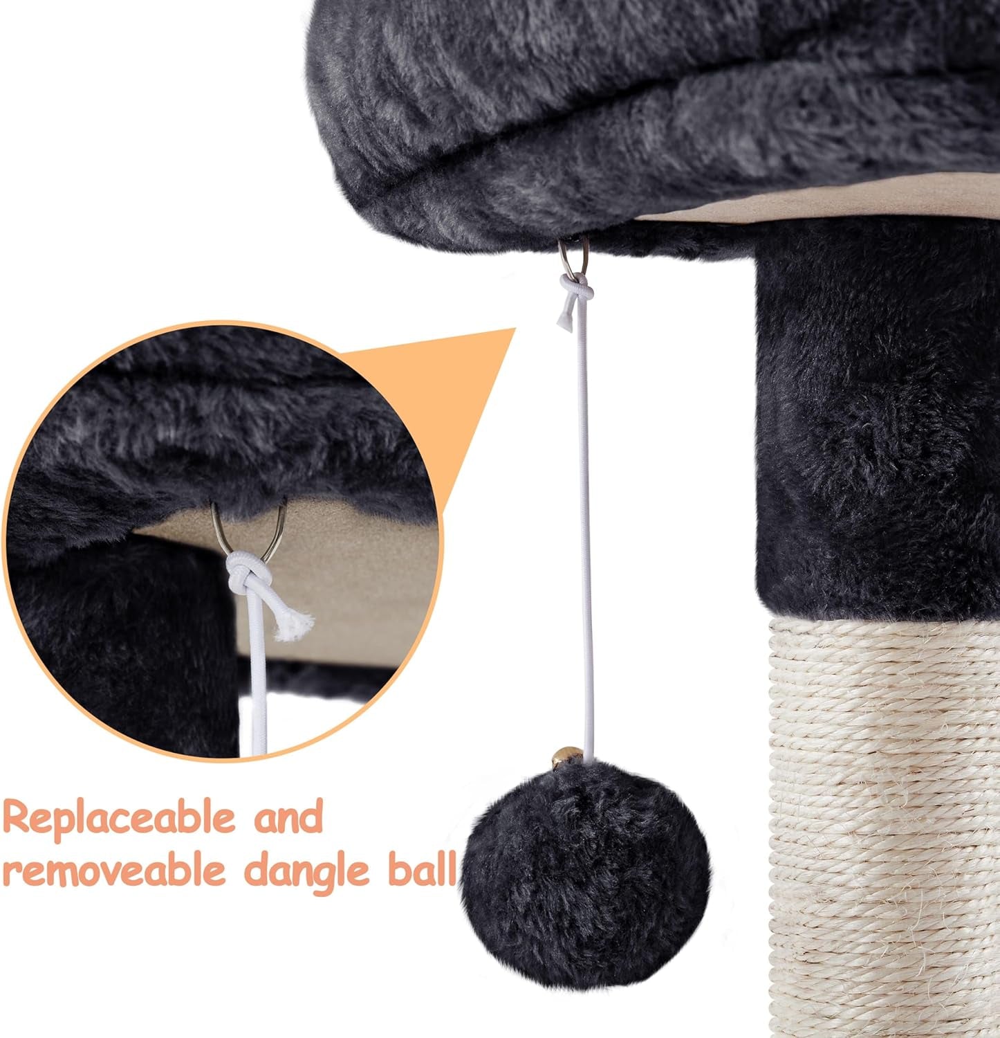 34" Modern Cat Tree Tower with Condo, Basket & Scratching Posts – Black