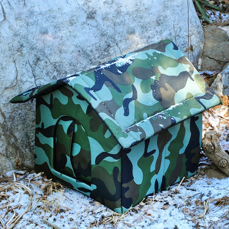 Waterproof Outdoor Cat House – Foldable Winter Shelter with Door & Cushion