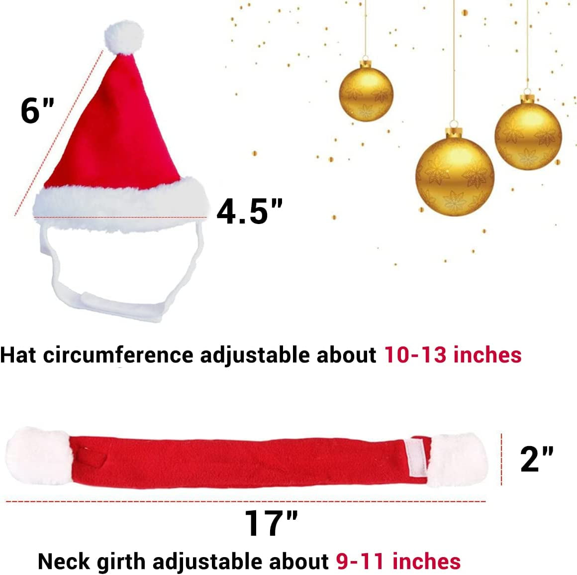 Adorable Cat Santa Hat & Scarf - Christmas Costume