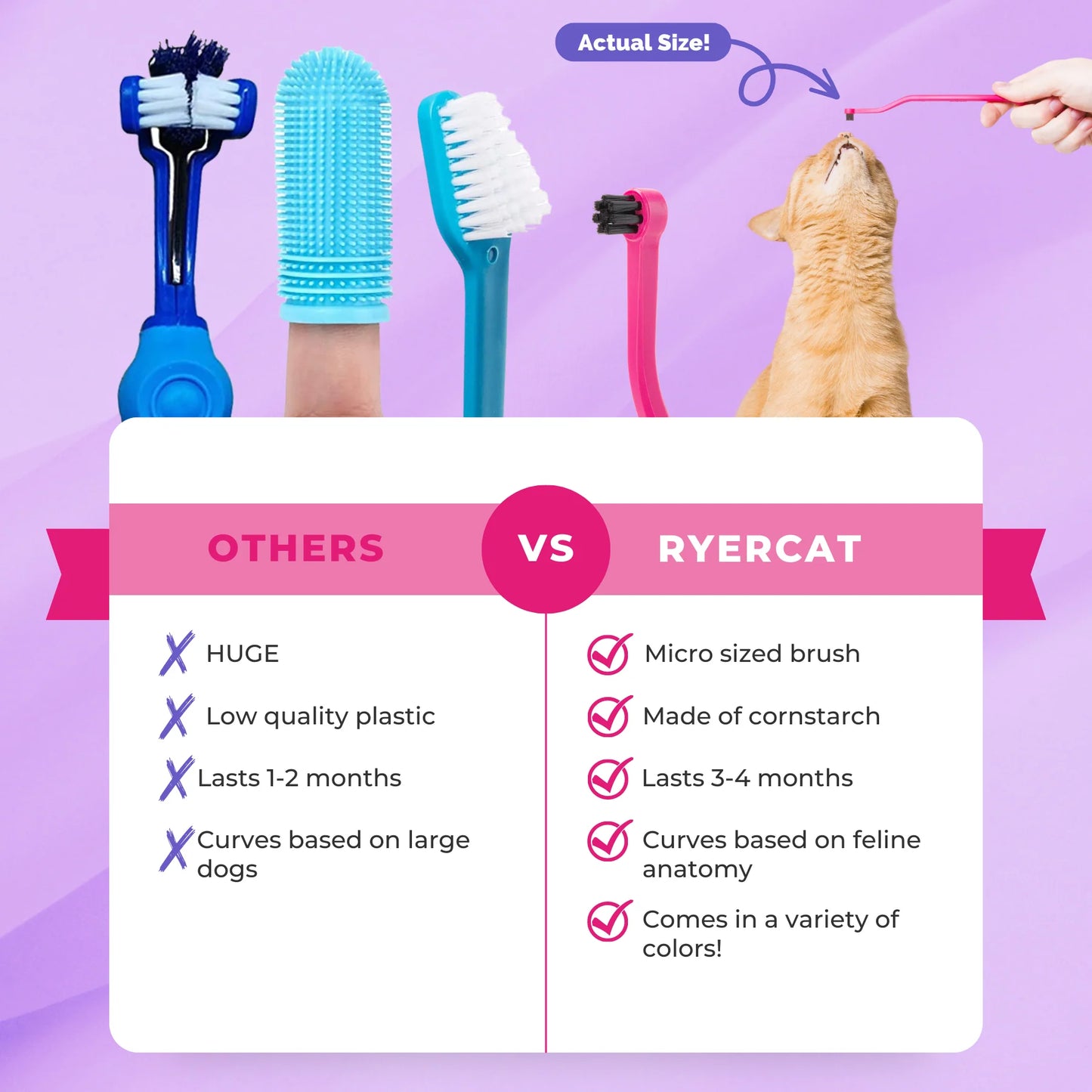 Premium Dual-Sided Cat Toothbrush – Expert Oral Care for Your Feline