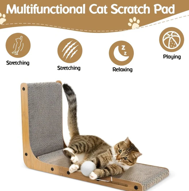 23.6" L-Shaped Cat Scratching Post with Ball Toy