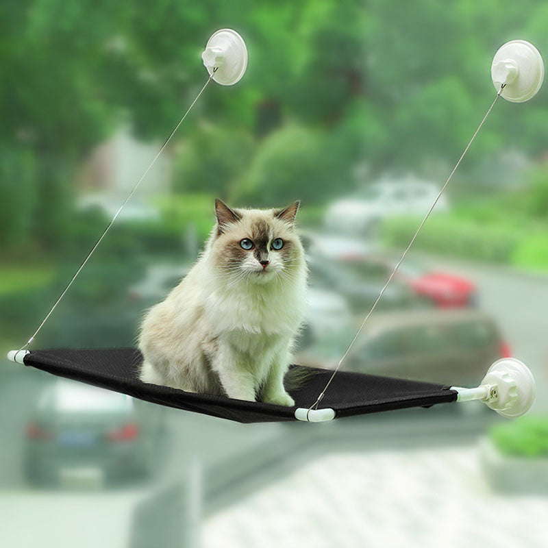 Foldable Suction Cup Cat Hammock - Versatile Hanging Cat Bed for Balcony and Window Use