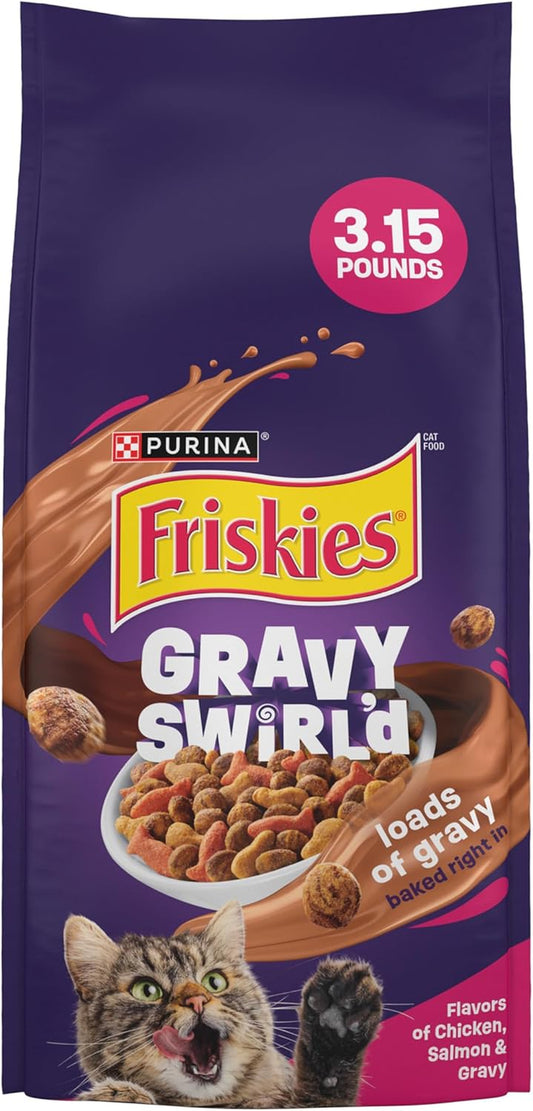 Purina Gravy Swirl'D Dry Cat Food - Delicious Chicken & Salmon Flavor - 3.15 Lb Bag