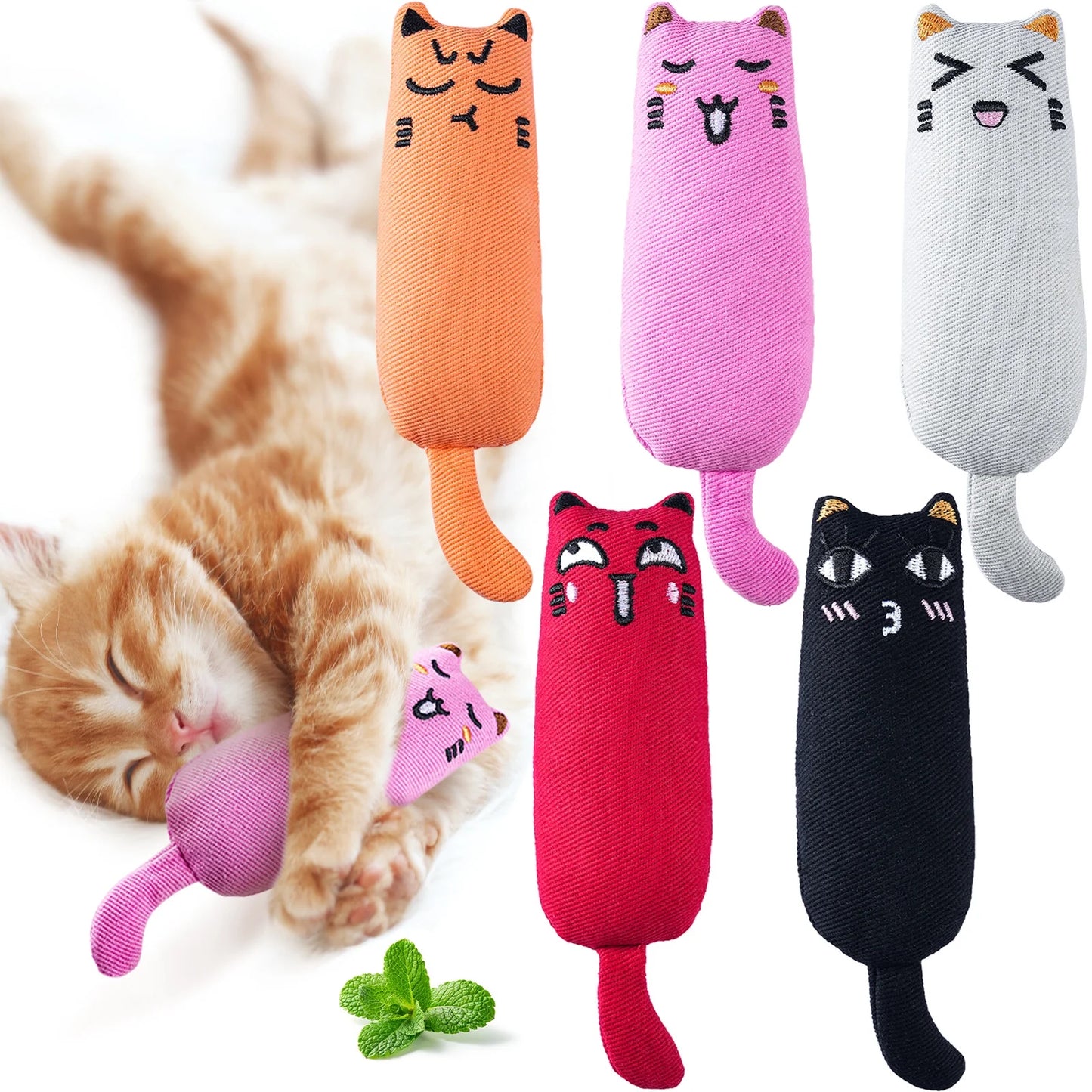 5PCS Christmas Catnip Chew Toy Set – Durable Bite-Resistant Cotton Linen
