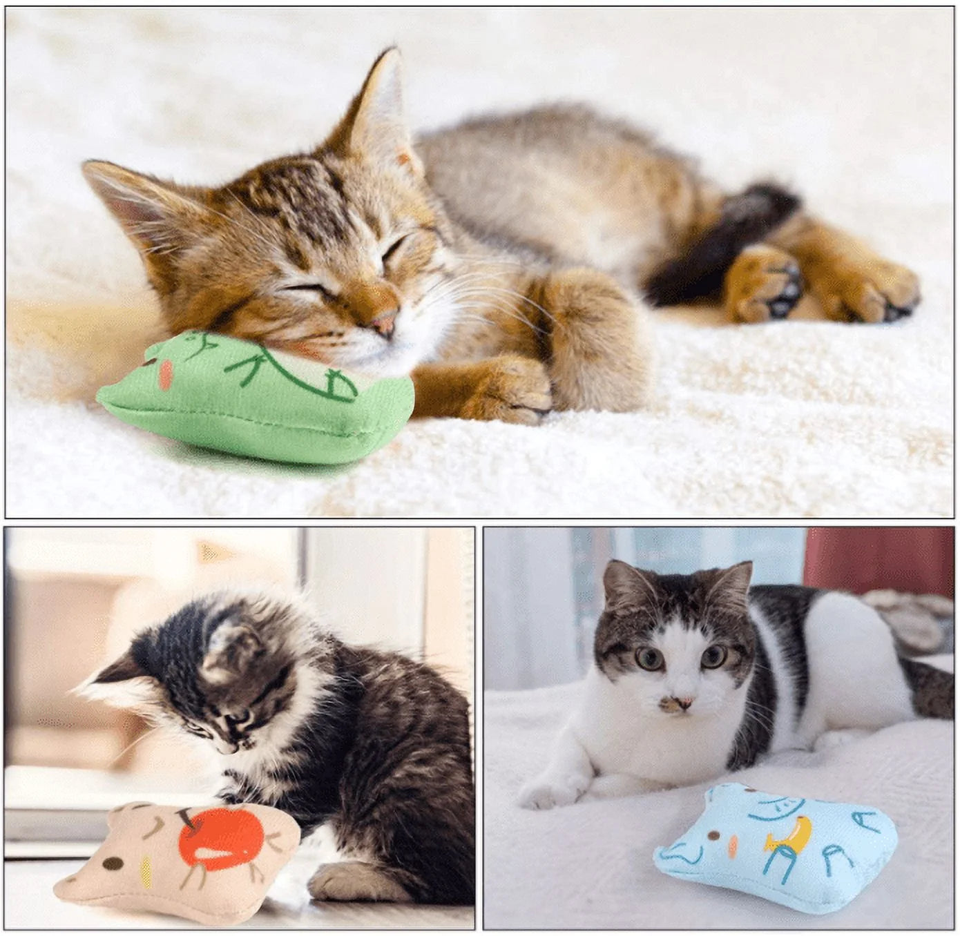 5PCS Catnip Plush Chew Toy Set – Durable Cotton Linen for Cats & Kittens