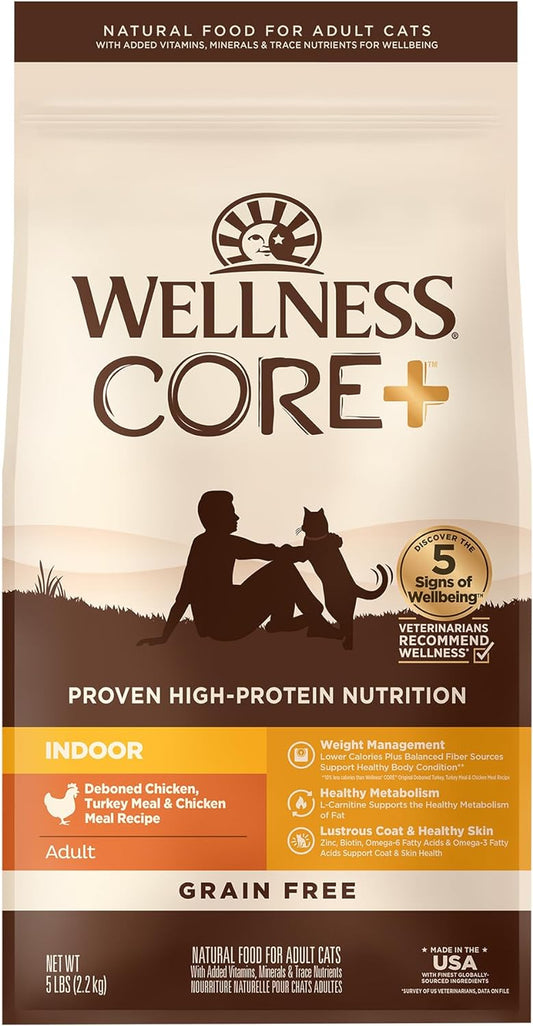 CORE+ Grain-Free Indoor Cat Food - Natural Chicken & Turkey Recipe (5 lb Bag)