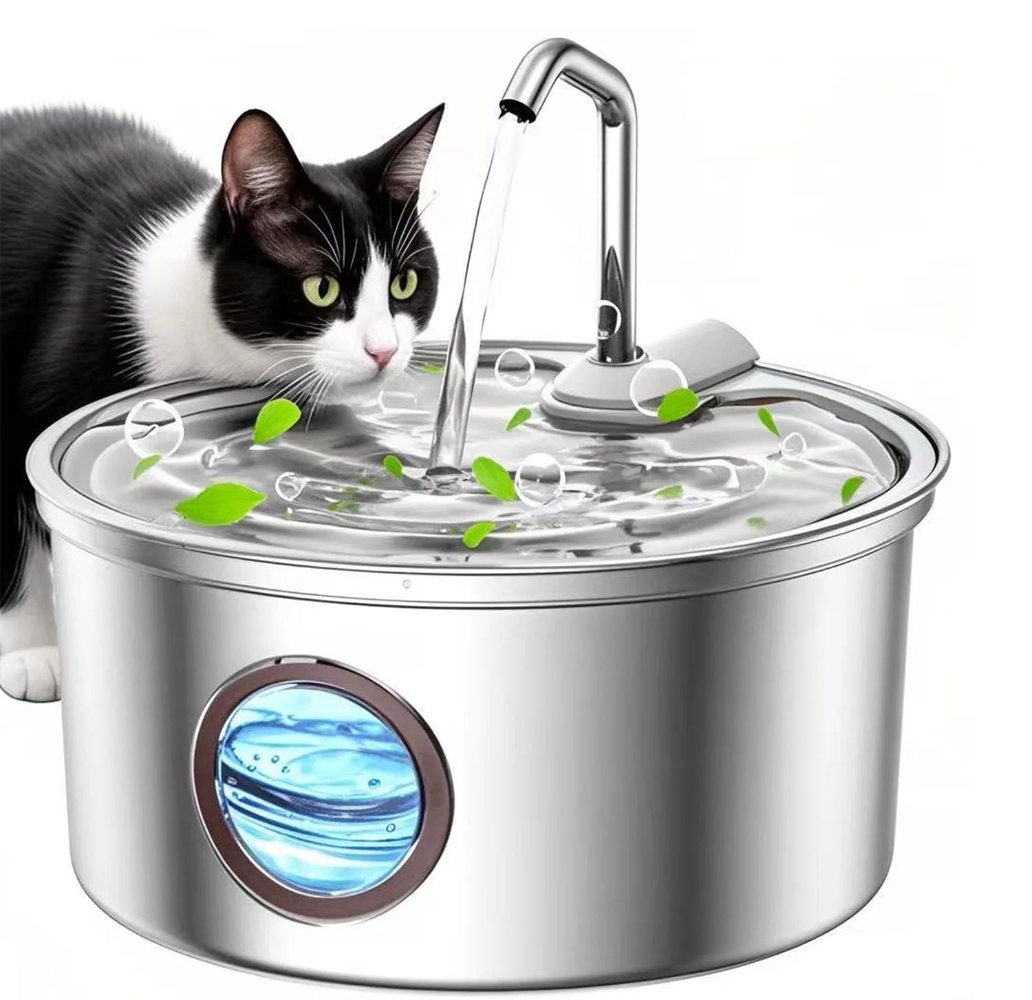 AGEETXT Stainless Steel Cat Water Fountain – 3.2L / 108oz Automatic Pet Water Dispenser