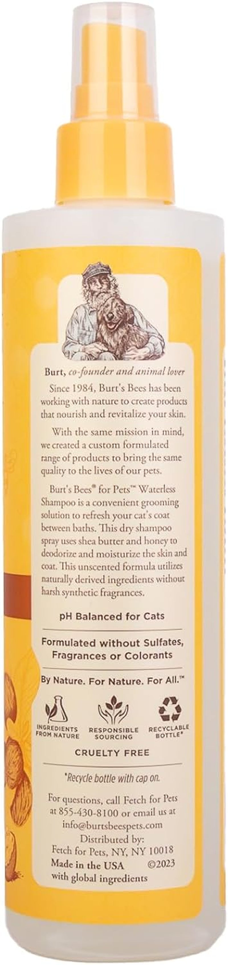 Burt’s Bees Waterless Cat Shampoo – Shea Butter & Honey, 10 fl oz