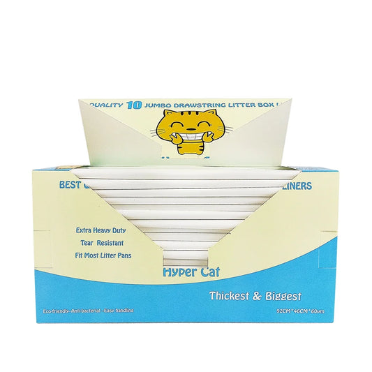 Hyper Cat Jumbo Cat Litter Box Liners – Drawstring, Extra-Strong, Tear-Resistant