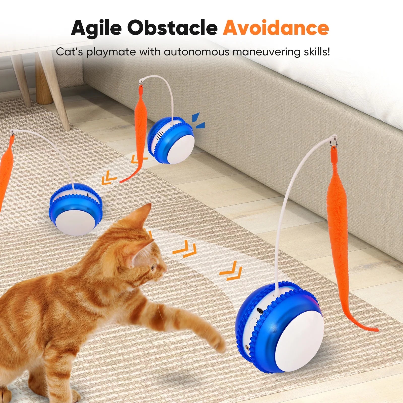 Interactive Cat Toy Ball – Automatic Rolling & Laser with Fluffy Tail Accessories