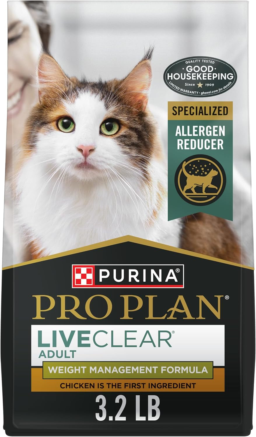 Liveclear Weight Management Cat Food - Chicken & Rice Formula for Allergens Reduction - 3.2 lb Bag