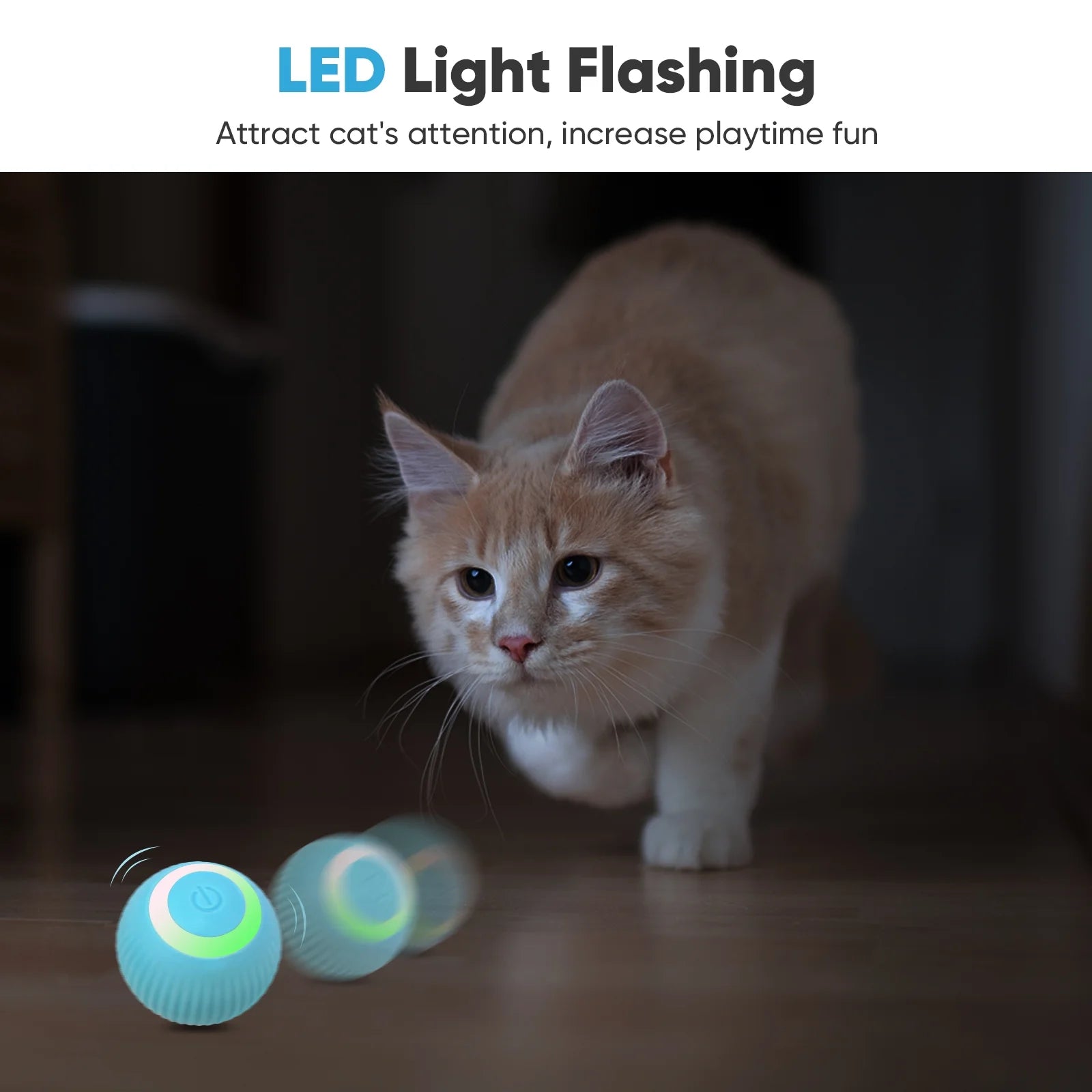 Interactive Cat Toys Ball – Automatic Rolling & USB Rechargeable with LED Light (Green)