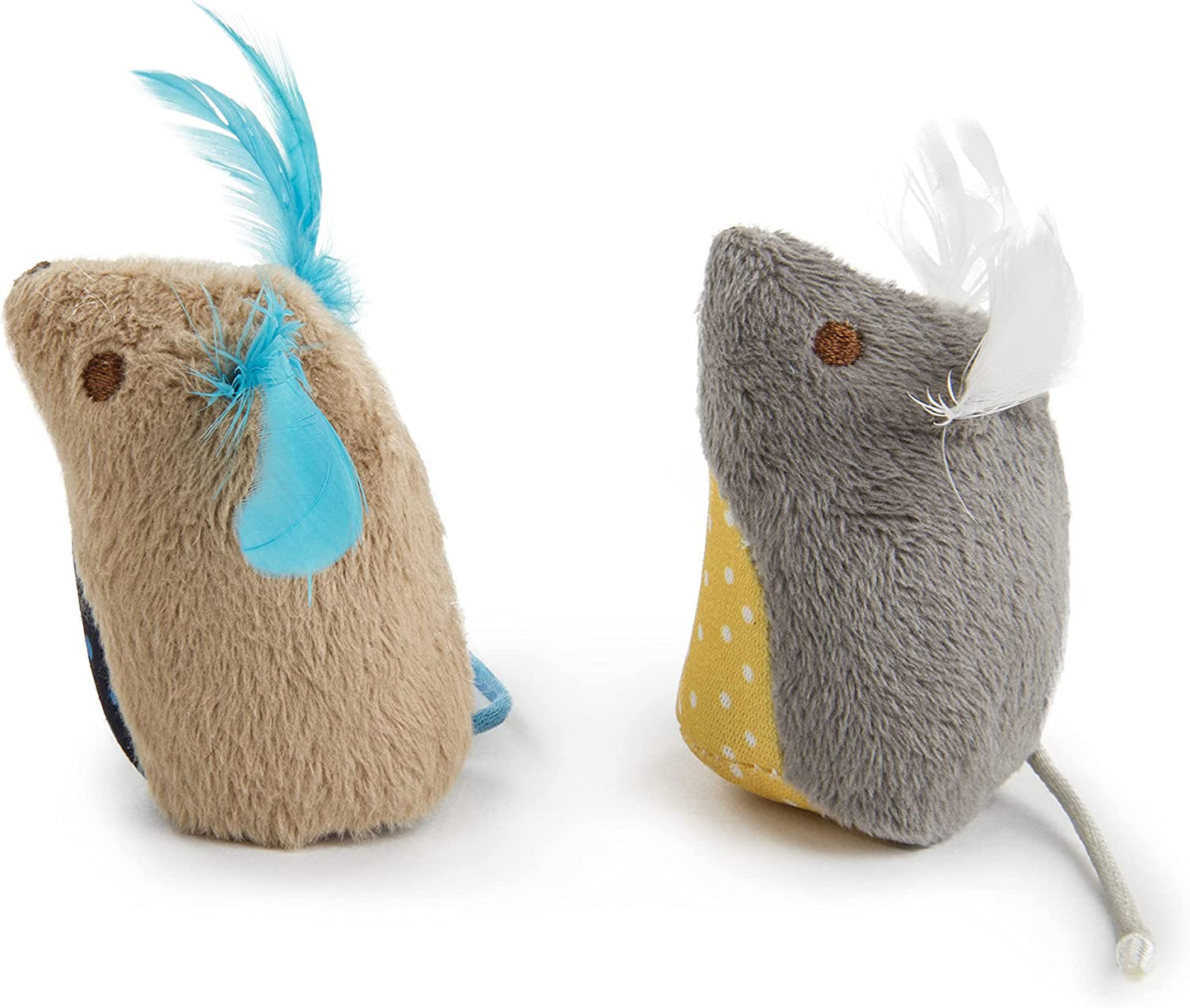 Mouse Mates Plush Catnip Cat Toys – 2 Count (Brown & Gray)