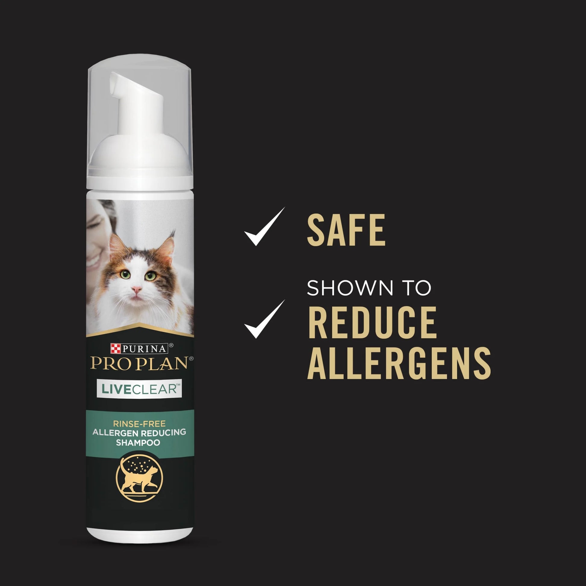 Purina Pro Plan LIVECLEAR Rinse-Free Allergen-Reducing Dry Shampoo for Cats – 8.5 oz