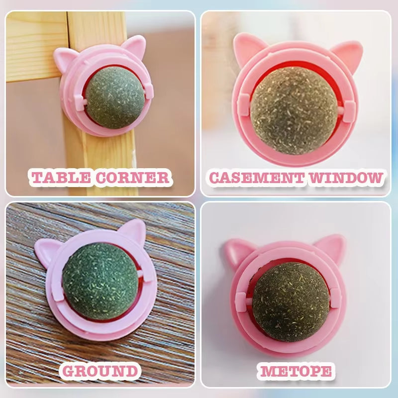 Natural Catnip Rotatable Wall Ball Toy
