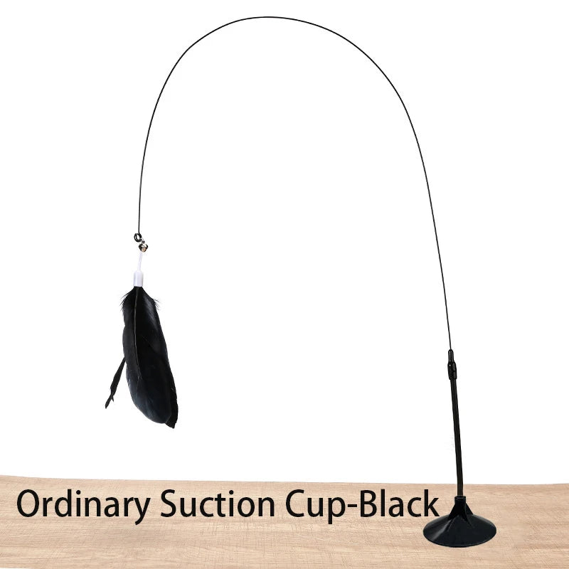 Interactive Feather Cat Toy with Suction Base & Bell 🐾