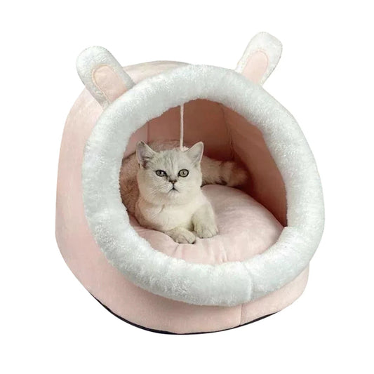 Cozy Cat Bed House – Soft Round Sleeping Cave for Cats & Small Pets (15.75" x 14.96" x 13.39")