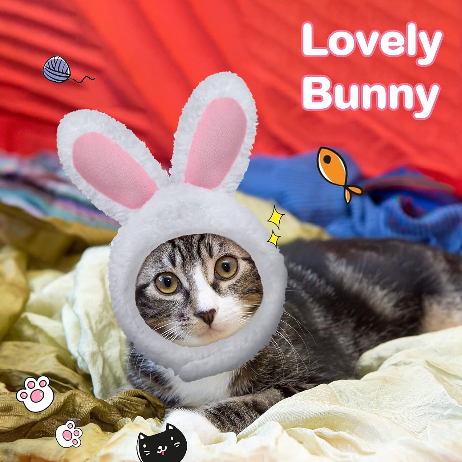Adorable 3-Piece Cat Bunny Hat Costume Set - Adjustable Pet Headwear