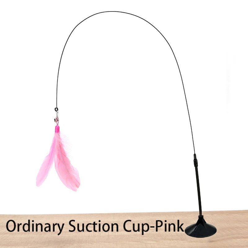 Interactive Feather Cat Toy with Suction Base & Bell 🐾