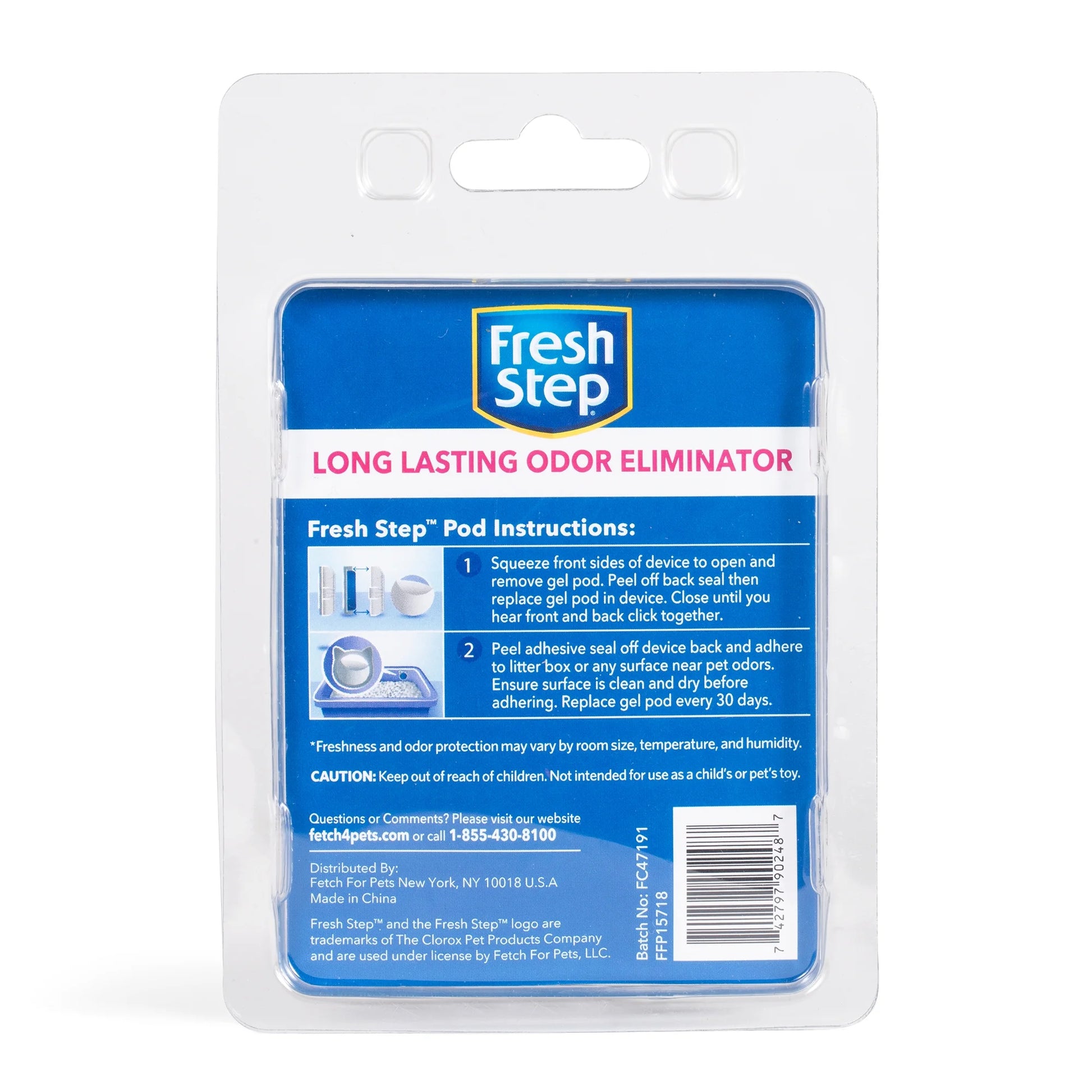 Fresh Step Litter Box Deodorizing Gel Pods – 1 Adhesive Pod + 2 Refills