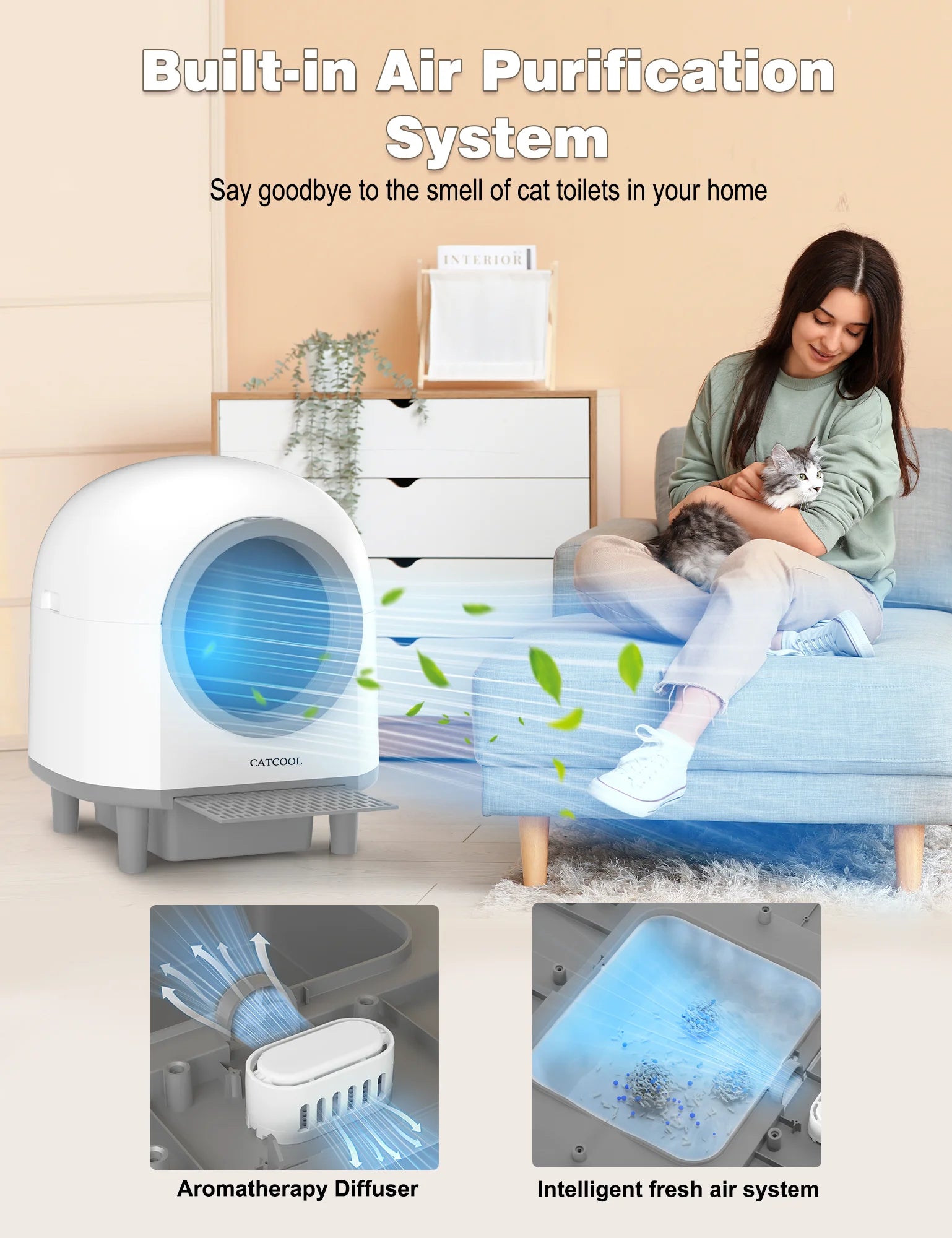 OMCPET 100L Large Self-Cleaning Cat Litter Box – Smart, Safe, and Made for Multi-Cat Homes