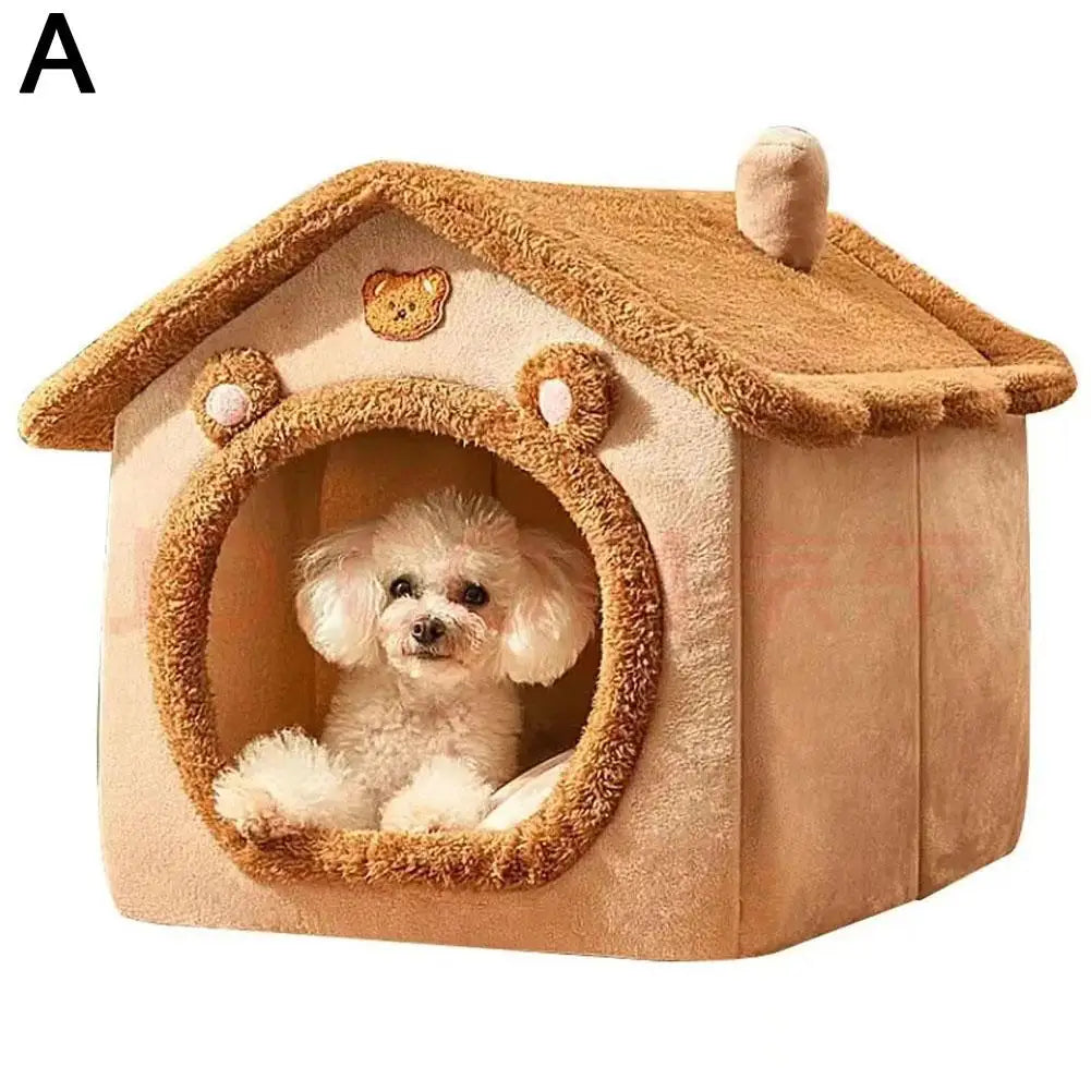 Cozy Cat House – Soft Indoor Pet Tent with Removable Cushion, Non-Slip Base, and Bear Ear Design
