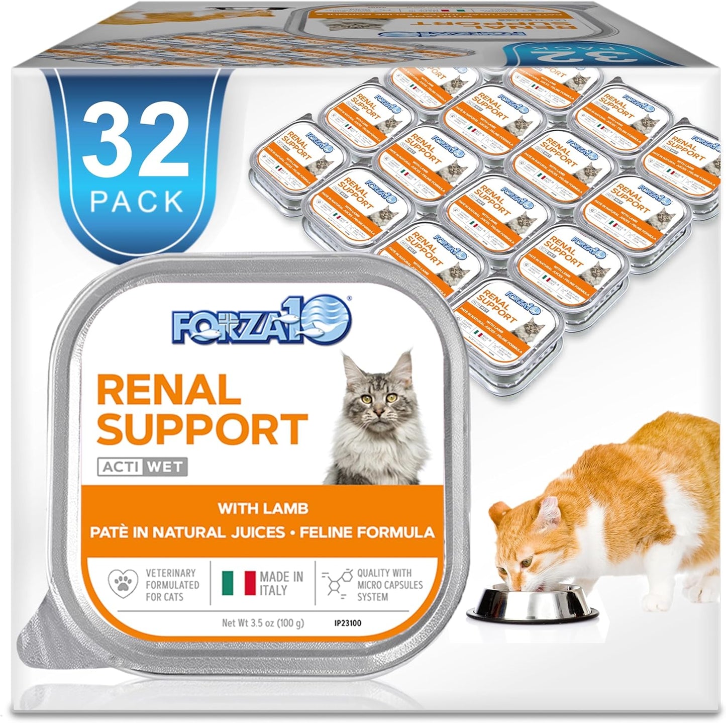 Premium Kidney Care Cat Food - Vet-Formulated Renal Support with Tender Lamb, 3.5 Oz Cans, 32 Pack