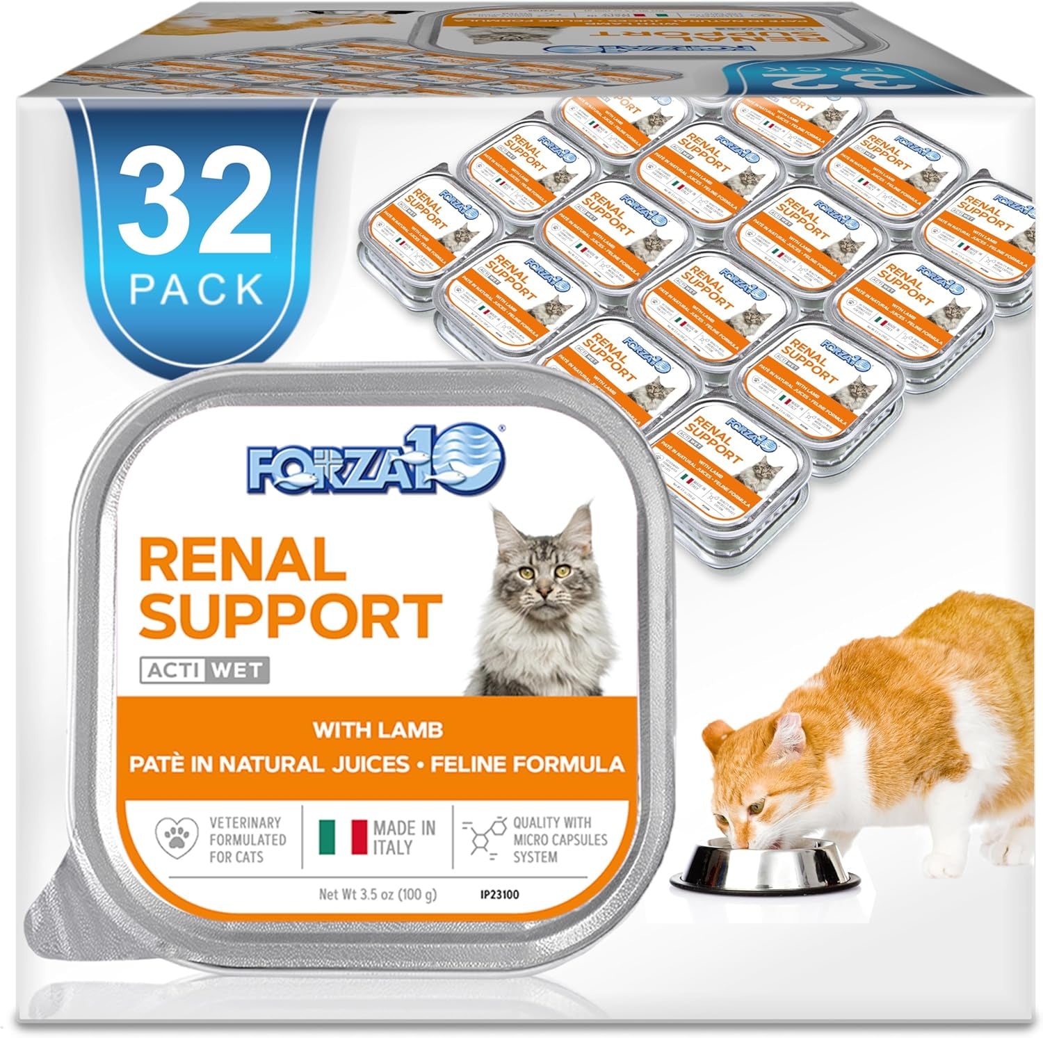 Premium Kidney Care Cat Food - Vet-Formulated Renal Support with Tender Lamb, 3.5 Oz Cans, 32 Pack