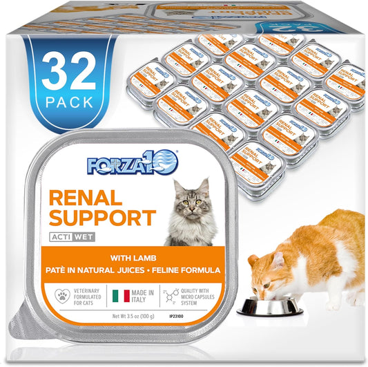 Premium Kidney Care Cat Food - Vet-Formulated Renal Support with Tender Lamb, 3.5 Oz Cans, 32 Pack