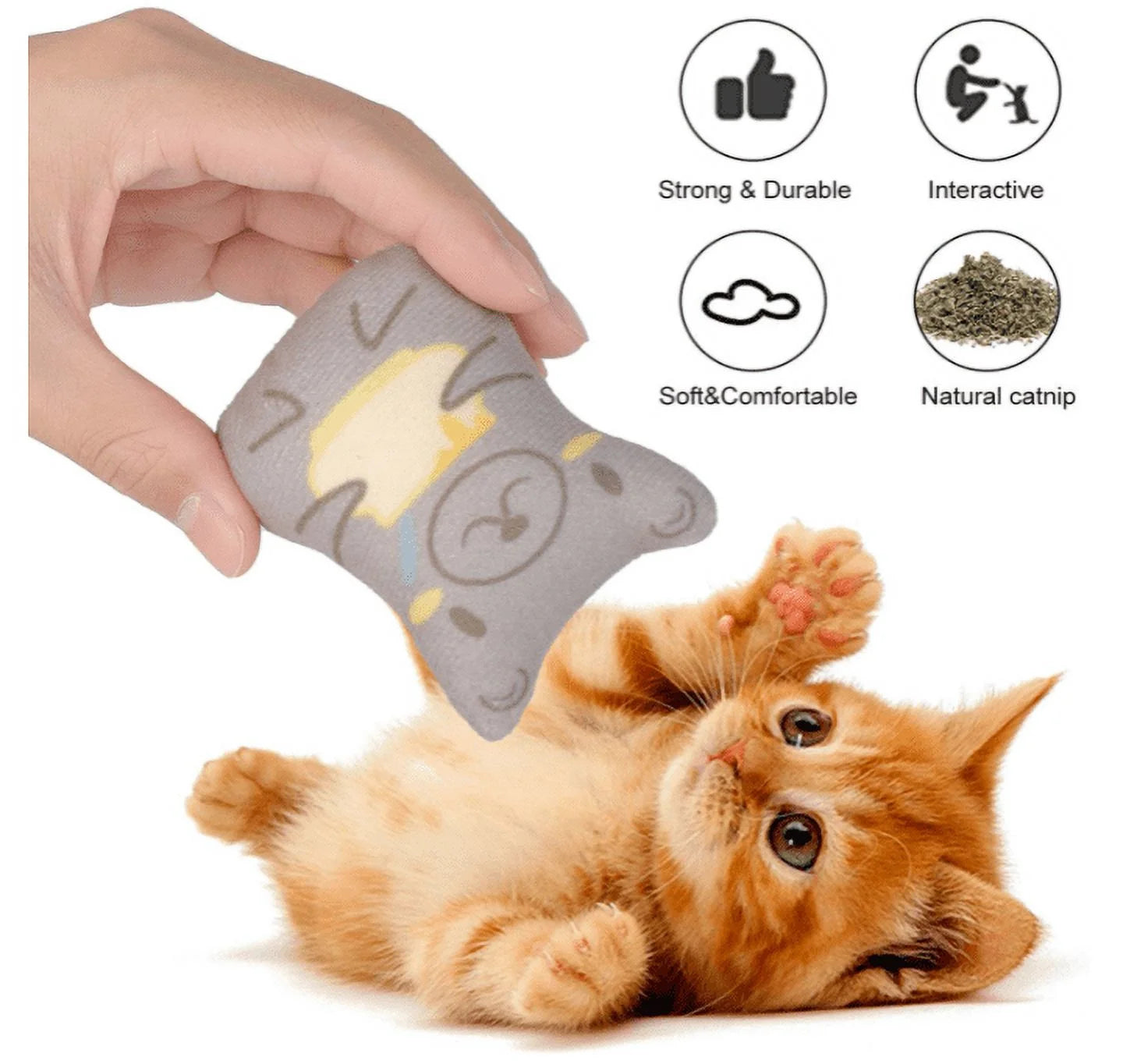 5PCS Catnip Plush Chew Toy Set – Durable Cotton Linen for Cats & Kittens