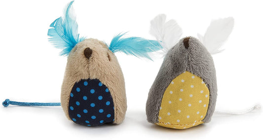 Mouse Mates Plush Catnip Cat Toys – 2 Count (Brown & Gray)