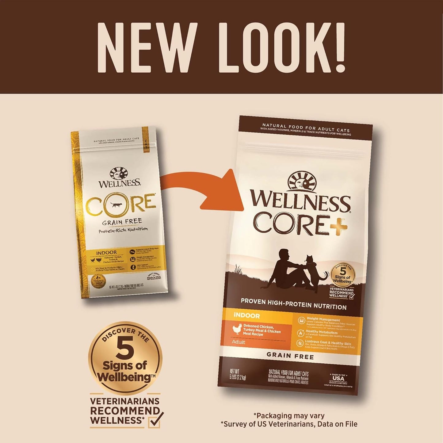 CORE+ Grain-Free Indoor Cat Food - Natural Chicken & Turkey Recipe (5 lb Bag)
