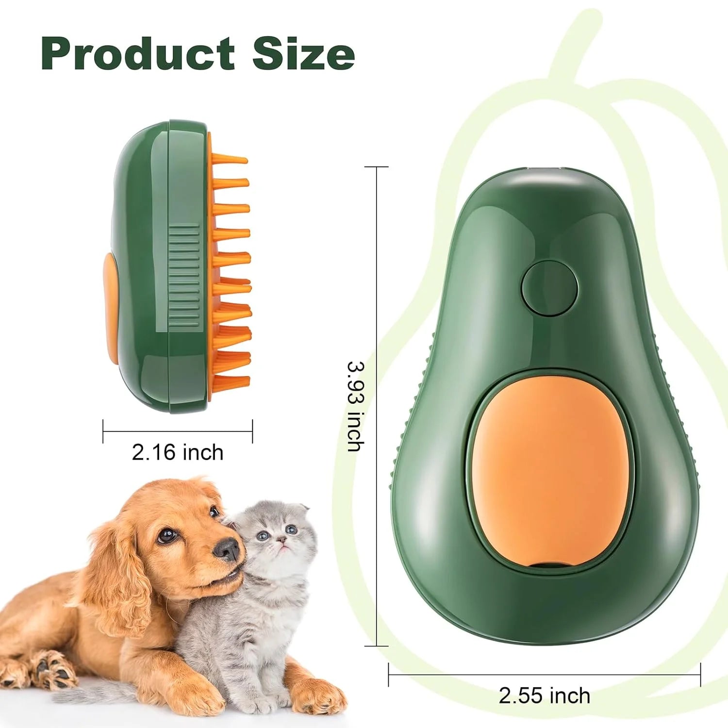 3-in-1 Cat Steam Brush for Shedding – Green