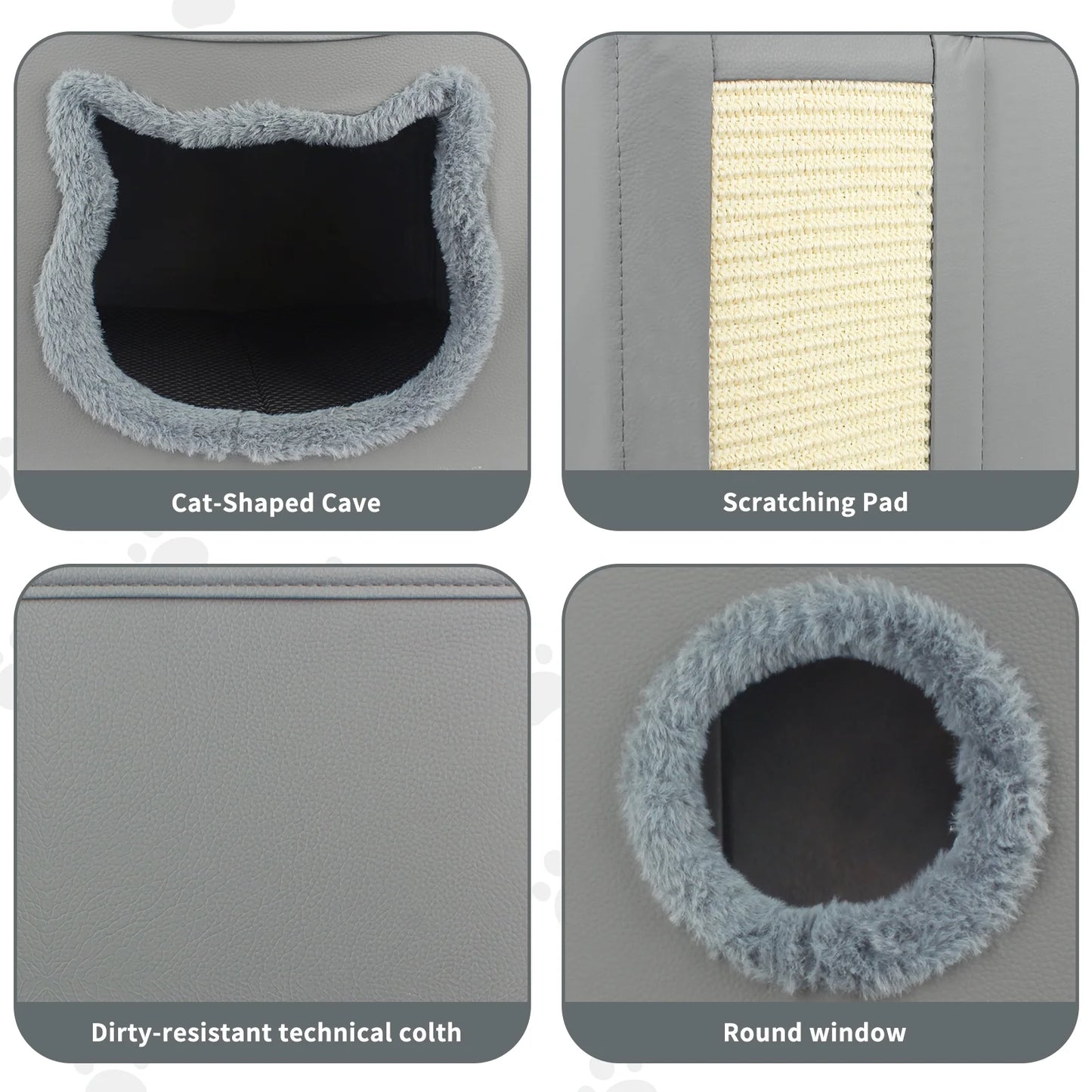 Foldable Cat Cave Bed with Scratching Pad & Two Cushions